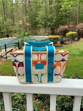 Coach 2004 Hampton Signature Canvas mini Tote w rare Ladybug Charm and Tag